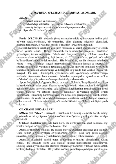 2-ma’ruza. o’lchash nazariyasi asoslari — DOCX