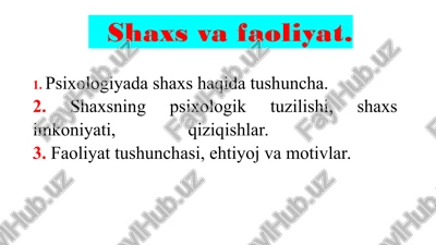 psixologiyada shaxs haqida tushuncha — PPT