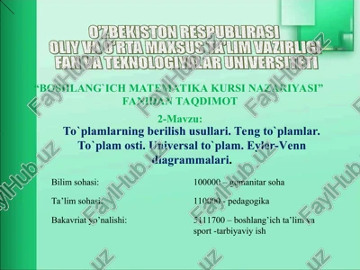 boshlang`ichmatematika kursi nazariyasi — PPT