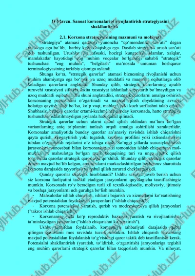 sanoat korxonalarini rivojlantirish strategiyasi — DOCX