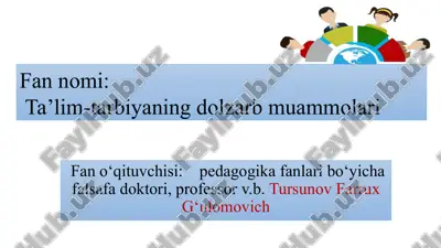 axborotlashgan jamiyatda yoshlarda ma’naviy madaniyatni shakllantirish — PPTX