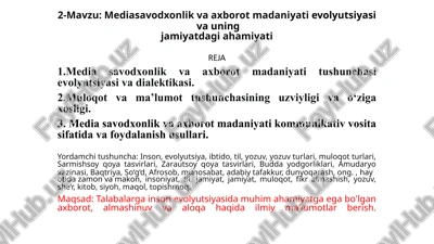 mediasavodxonlik va axborot madaniyati — PPTX