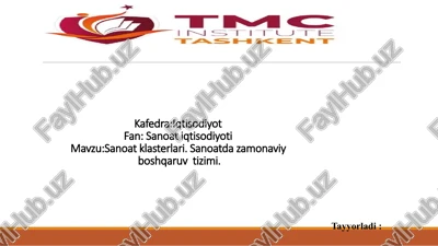 sanoatklasterlari — PPTX