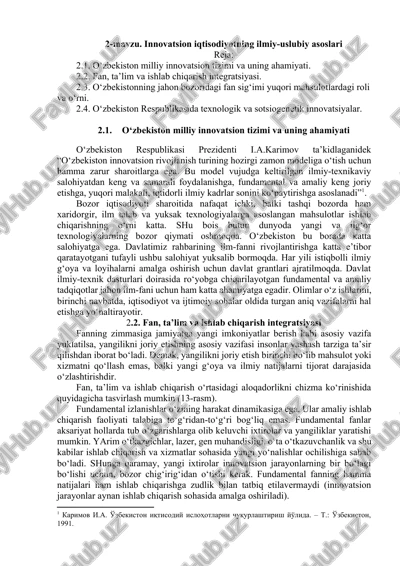 innovatsion iqtisodiyotning ilmiy-uslubiy asoslari — DOCX