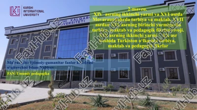 xiv-xvi asrlarda movarounnahrda ta’lim-tarbiya va pedagogik fikrlar taraqqiyoti — PPTX