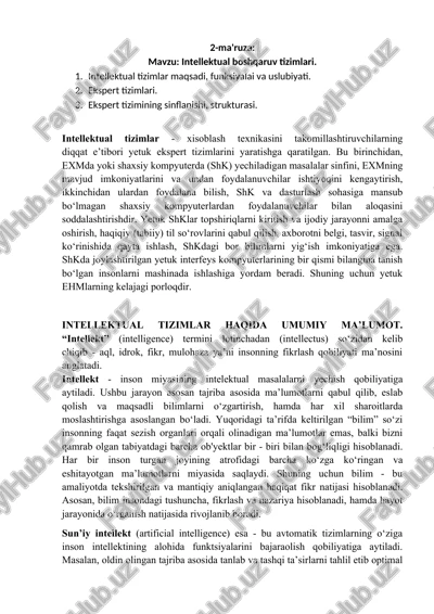 intellektual boshqaruv tizimlari — DOCX