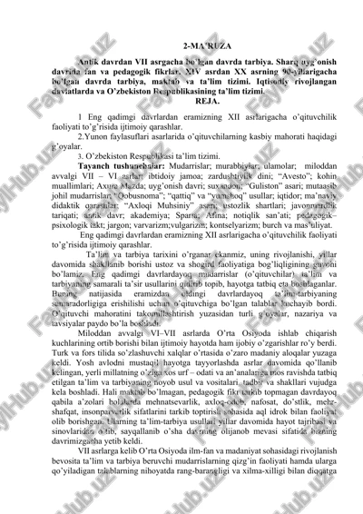 ta'lim va tarbiya tarixi — DOCX