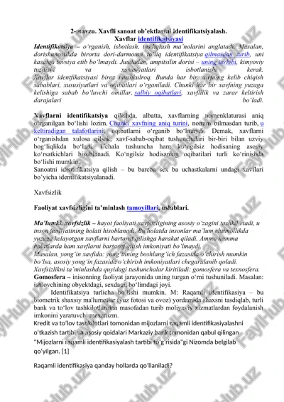 xavfli sanoat ob’ektlarini identifikatsiyalash — DOCX