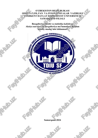 aksiyadorlik jamiyatlarida ustav kapitalini hisobga olish — DOCX