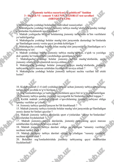 jismoniy tarbiya nazariyasi va uslubiyati — DOCX