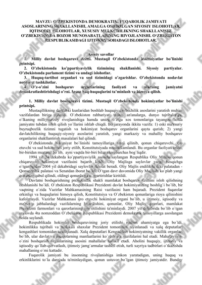 o’zbekistonda demokratik, fuqarolik jamiyati asoslari — DOCX