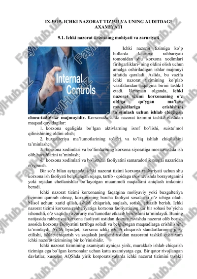 ichki nazorat tizimi — DOCX