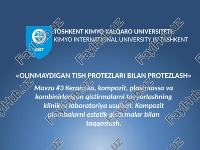 stomatologik keramika turlari — PPTX