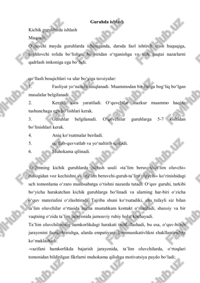 ta'limning kichik guruhlarda ishlash usuli — PDF