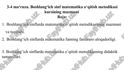 boshlang‘ich sinf matematikasi kursi — PPTX