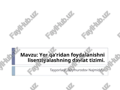 yer qa'ridan foydalanishni lisenziyalashning davlat tizimi — PPTX