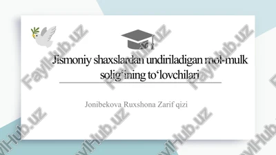 jismoniy shaxslardan undiriladigan mol-mulk solig‘ining to‘lovchilari slayd — PPTX