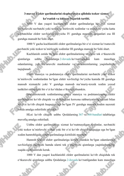 elektr qurilmalari ekspluatatsiyasi — DOCX
