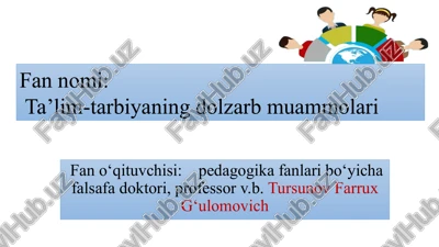 ta'lim-tarbiya jarayonida bo‘lajak o‘qituvchilarning ma’naviyatini shakllantirish texnologiyasi — PPTX