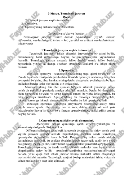 texnologik jarayon — DOCX