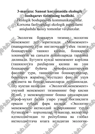 ekologik menejment — DOC