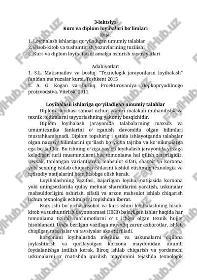 loyihalash ishlariga qo‘yiladigan umumiy talablar — DOCX