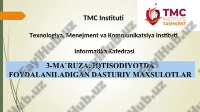 iqtisodiyotda foydaladigan dasturiy maxsulotlar — PPT