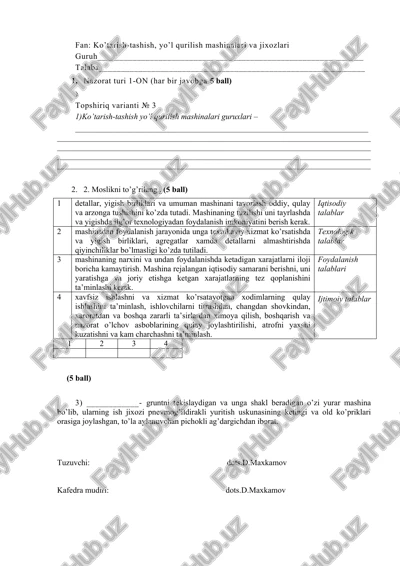 ko’tarish-tashish, yo’l qurilish mashinalari va jixozlari — DOCX