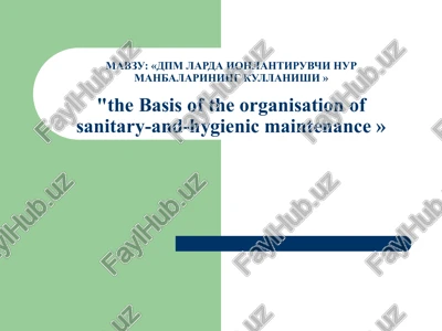 "the basis of the organisation of sanitary-and-hygienic maintenance" — PPT