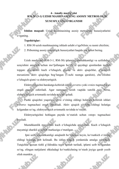 uzish mashinasining asosiy metrologik xususiyatlari — DOCX