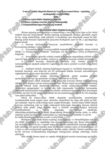 biznes-rejani ishlab chiqishni boshqarish — DOCX