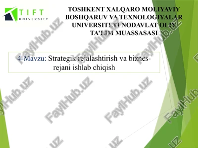 strategik rejalashtirish va biznes-rejani ishlab chiqish — PPTX