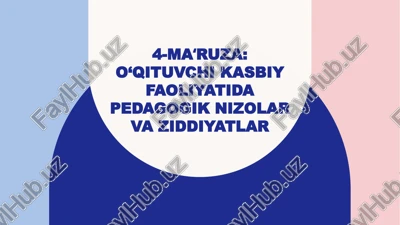 o‘qituvchi kasbiy faoliyatida pedagogik nizolar va ziddiyatlar — PPTX
