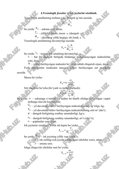texnologik jixozlar va ish joylarini xisoblash — DOCX