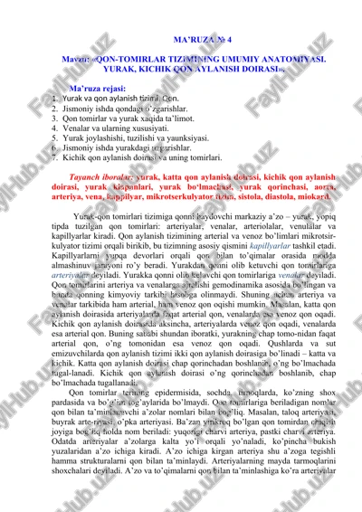 yurak-qon tomirlari tizimi — DOCX
