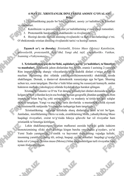 xristianlik dini tarixi asosiy g’oyalari — DOCX
