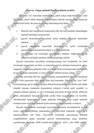 yupqa qatlamli fotoelementlarni yaratish — DOCX