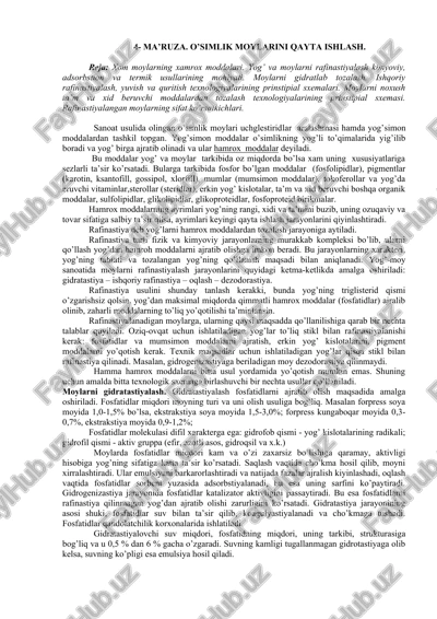 ma’ruza. o’simlik moylarini qayta ishlash — DOC