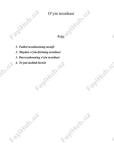 oʻyin texnikasi — DOC