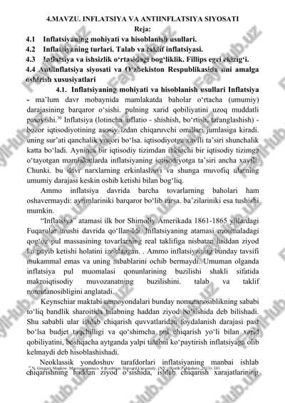 inflatsiya va antiinflatsiya siyosati — DOCX