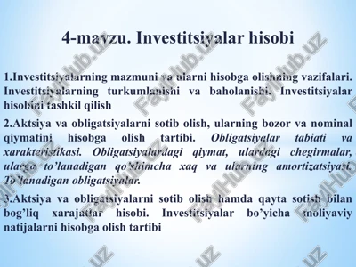 investitsiyalar hisobi — PPTX