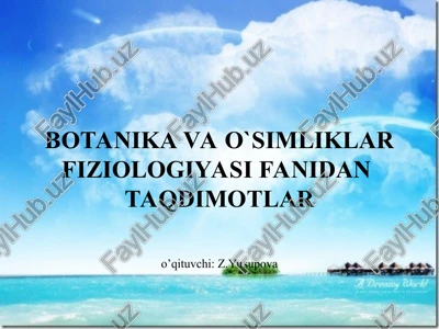 botanika va o`simliklar fiziologiyasi — PPT