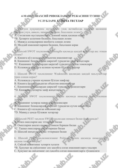 shaxsiy rivojlanish rejasini tuzish uslublari — DOCX