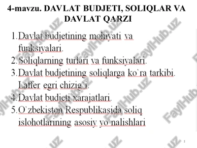 davlat budjeti va soliq — PPT
