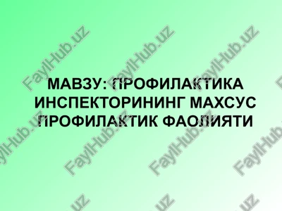 profilaktika inspektorining maxsus profilaktik faoliyati — PPT