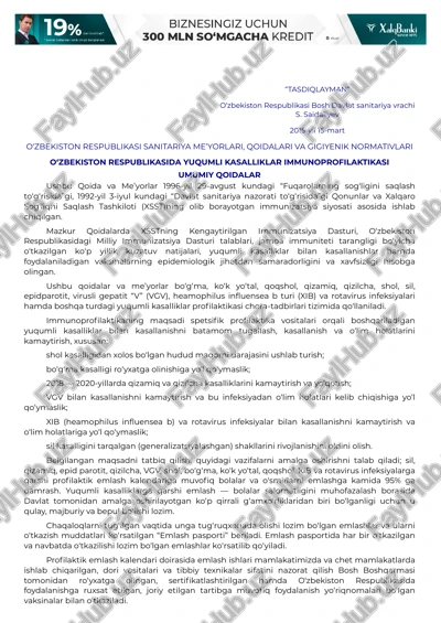 o‘zbekiston respublikasi sanitariya me’yorlari, qoidalari va gigiyenik normativlari — PDF