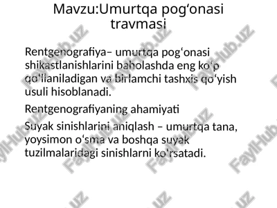 umurtqa pogʻonasi travmasi — PPTX