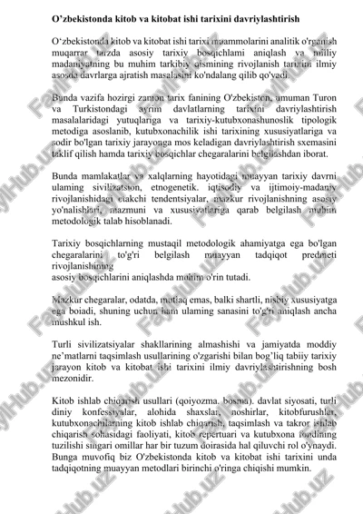 o’zbekistonda kitob va kitobat ishi tarixini davriylashtirish — DOCX