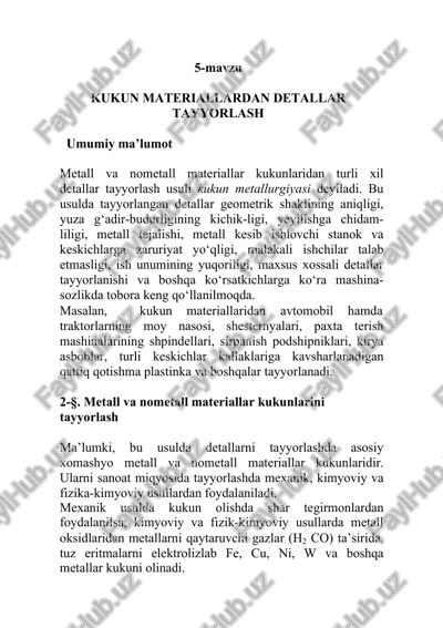 kukun materiallardan detallar tayyorlash — DOCX