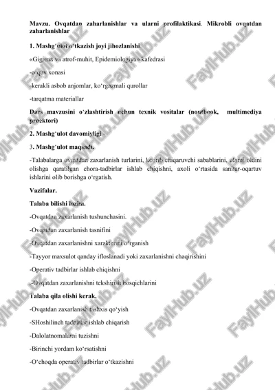 ovqatdan zaharlanishlar va ularni profilaktikasi — DOCX
